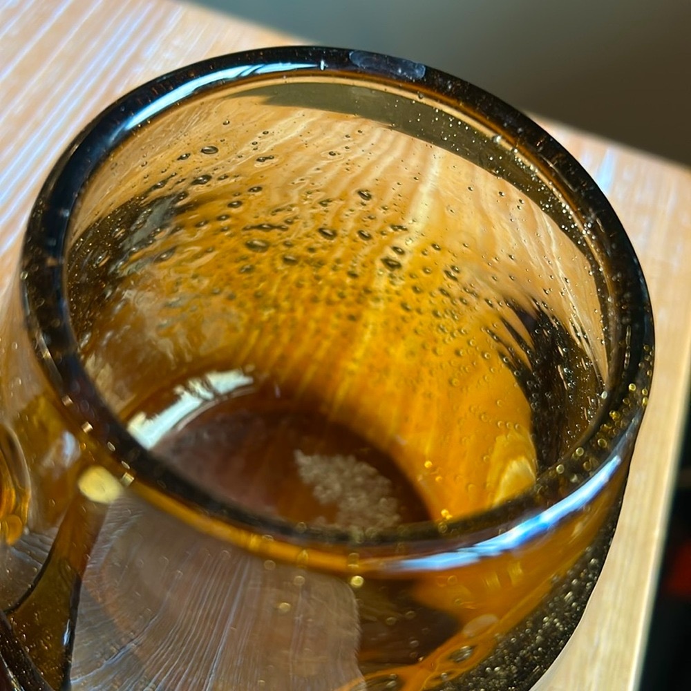 Vintage Hand Blown Amber Glass Mug Large Handle Smooth Pontil Heavy - Picture 5 of 13